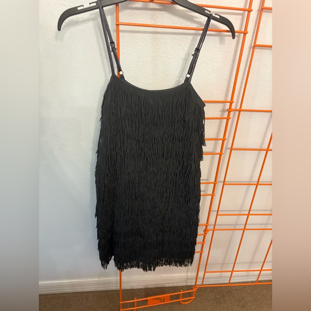 H&M Divided Fringed Mini Dress Gray Retro 20's 40s Style Flapper Great Gatsby 4